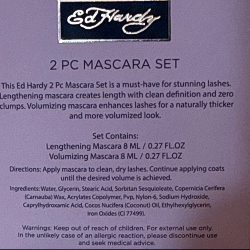 Ed Hardy Lash Queen Mascara 2 PC Set Length & Volume Full Size ~NIB~ - Picture 5 of 6